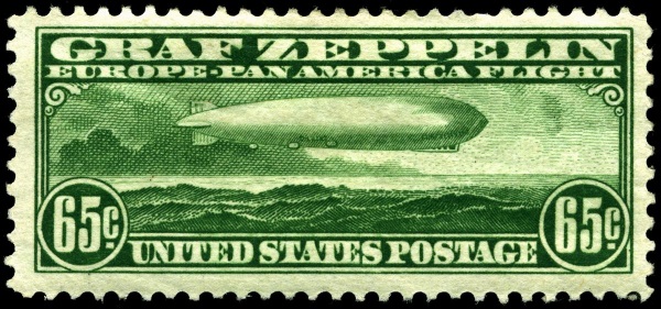 US Briefmarke, die den Graf Zeppelin zeigt, aus dem Jahr 1930